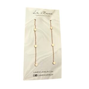 La Meno Treasure Dangle Threader Earrings 18K Rose Gold Plated Over Brass
